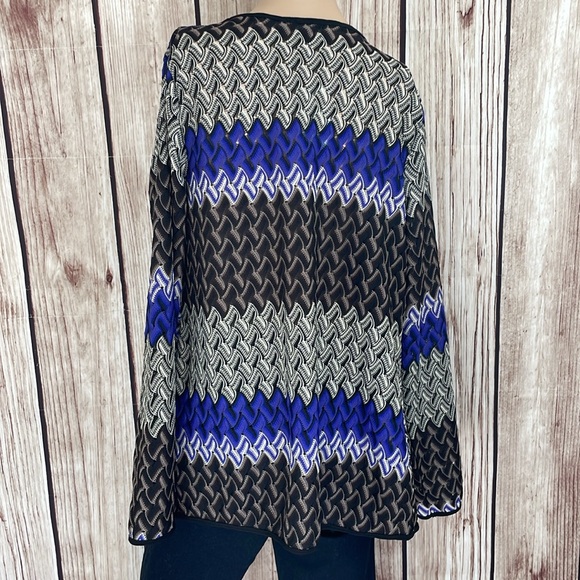 Violet B Black & Purple/Blue Knitted Drape Cardigan w/White Accent Pattern Small - Picture 3 of 7
